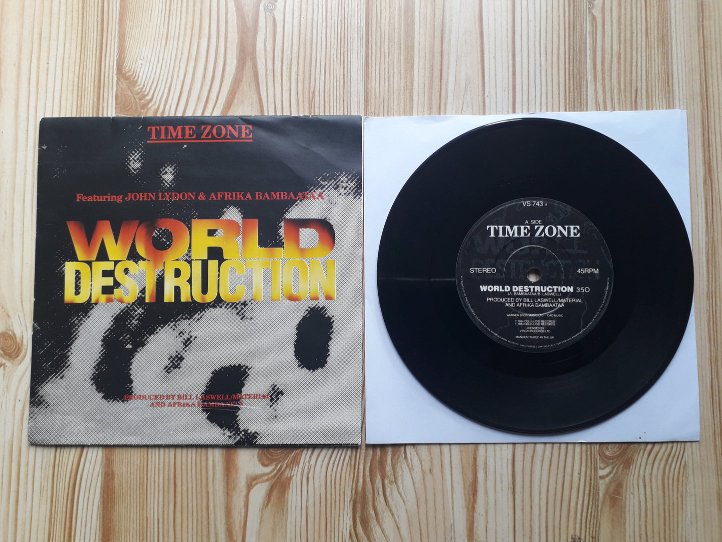 Time Zone Featuring John Lydon & Afrika Bambaataa – World Destruction 7" (VS 743)