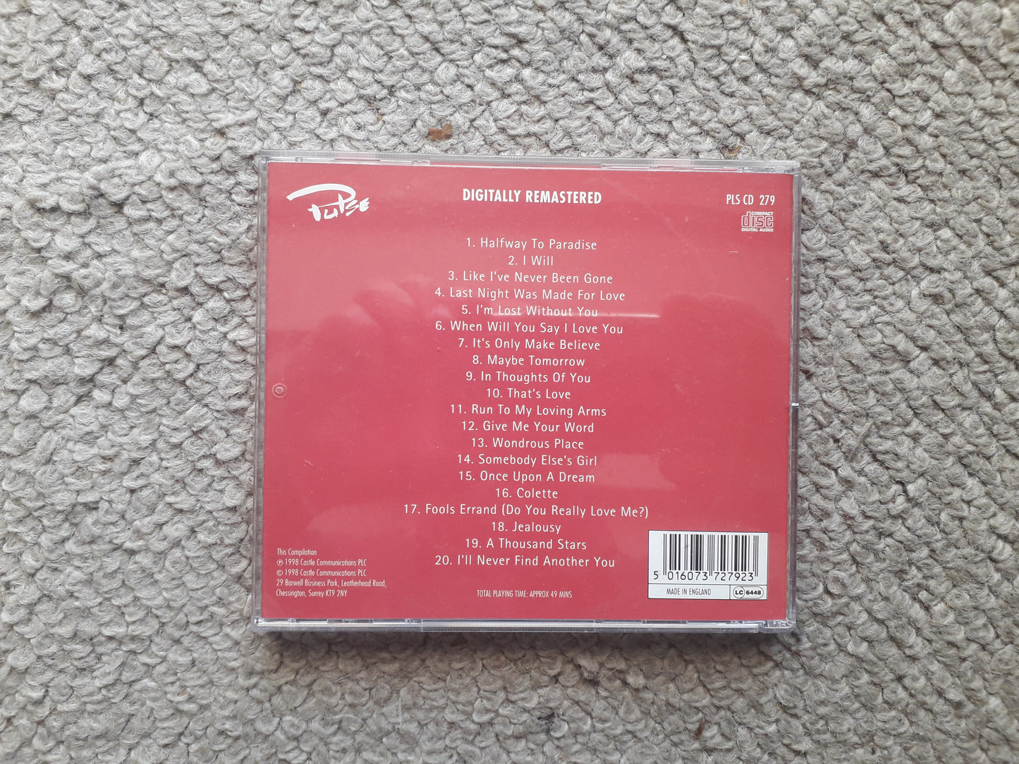 Billy Fury-The One & Only CD (PLS CD 279)