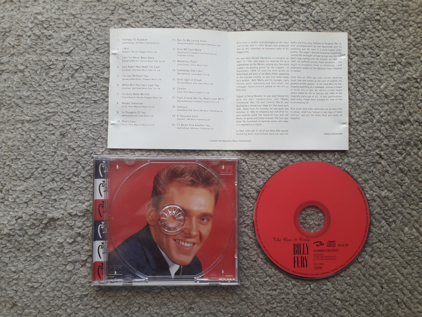 Billy Fury-The One & Only CD (PLS CD 279)
