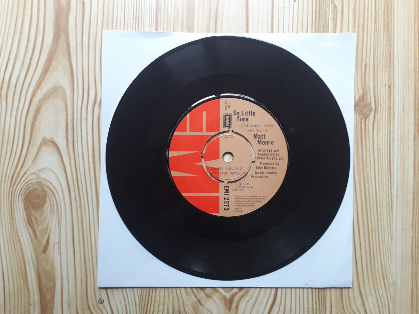 Matt Monro–You And Me Against The World 7" Promo (EMI 2273)