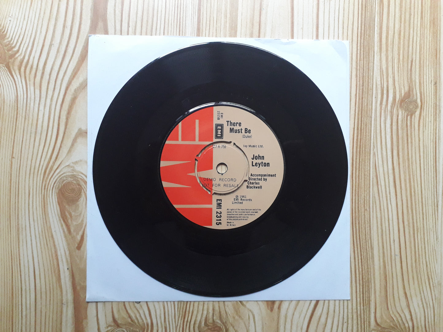 John Leyton –Johnny Remember Me 7" Promo Reissue (EMI 2315)