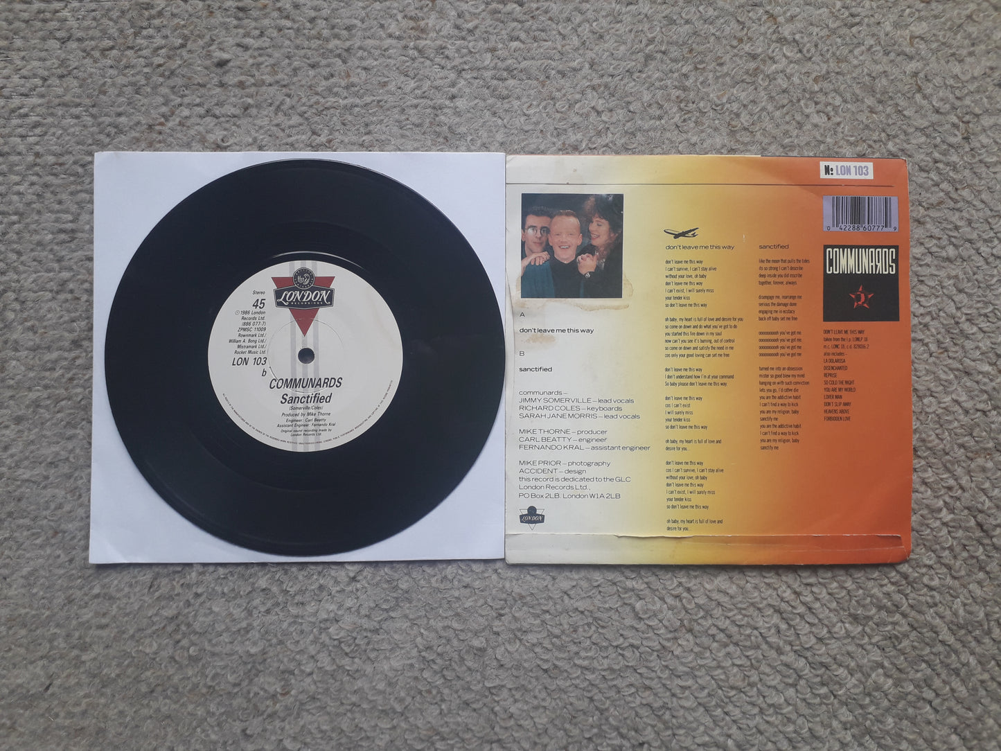 Communards With Sarah Jane Morris-Don't Leave Me This Way 7" (LON 103)