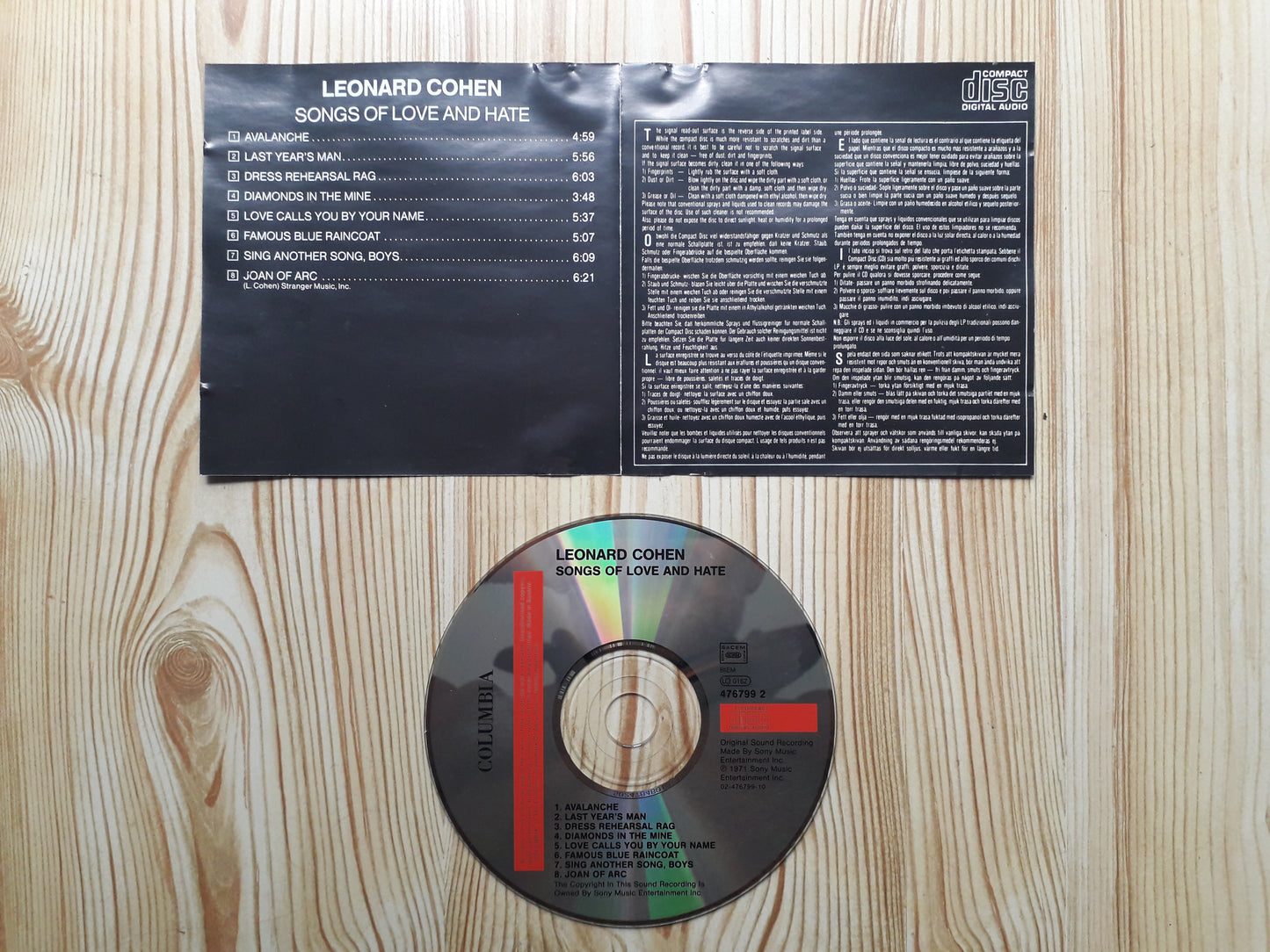 Leonard Cohen-Songs Of Love And Hate CD (476799 2)