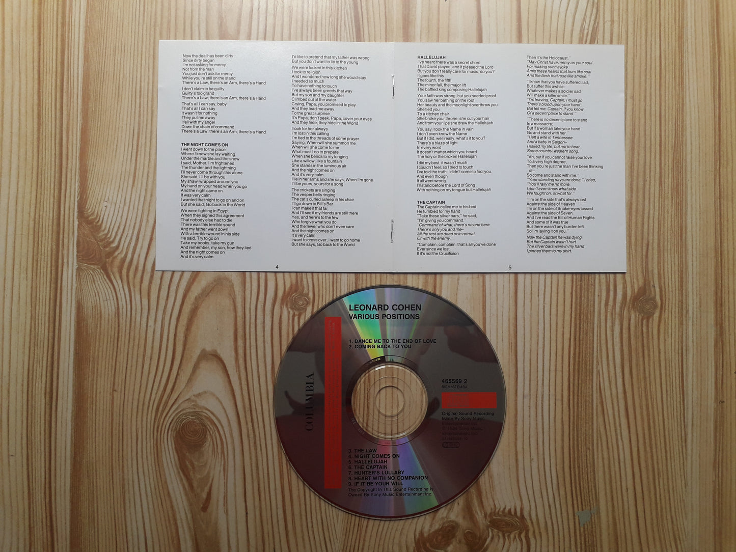 Leonard Cohen–Various Positions CD (465569 2)