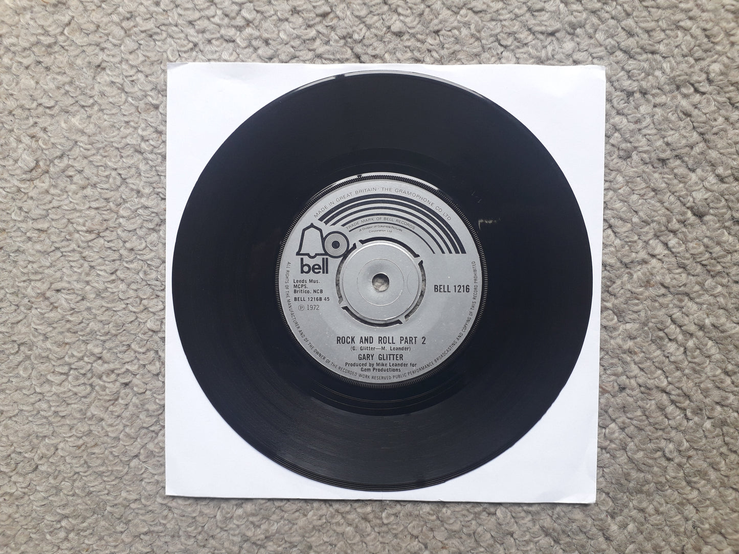 Gary Glitter-Rock And Roll Part 1 & 2 7" (BELL 1216)