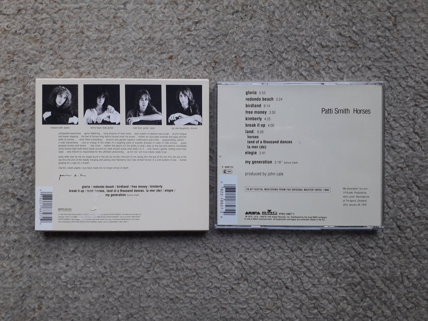 Patti Smith-Horses Remastered CD (07822 18827 2) Extra Track
