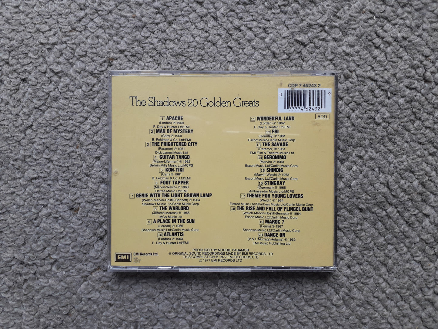 Shadows-20 Golden Greats CD (CDP 7 46243 2)