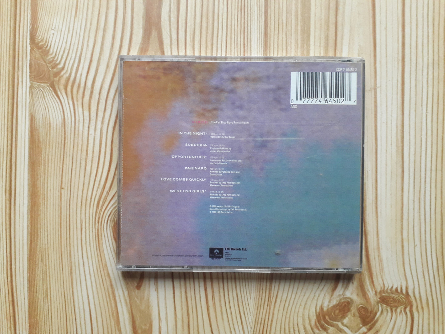 Pet Shop Boys-Disco The Pet Shop Boys Remix Album CD ( CDP 7 46450 2)