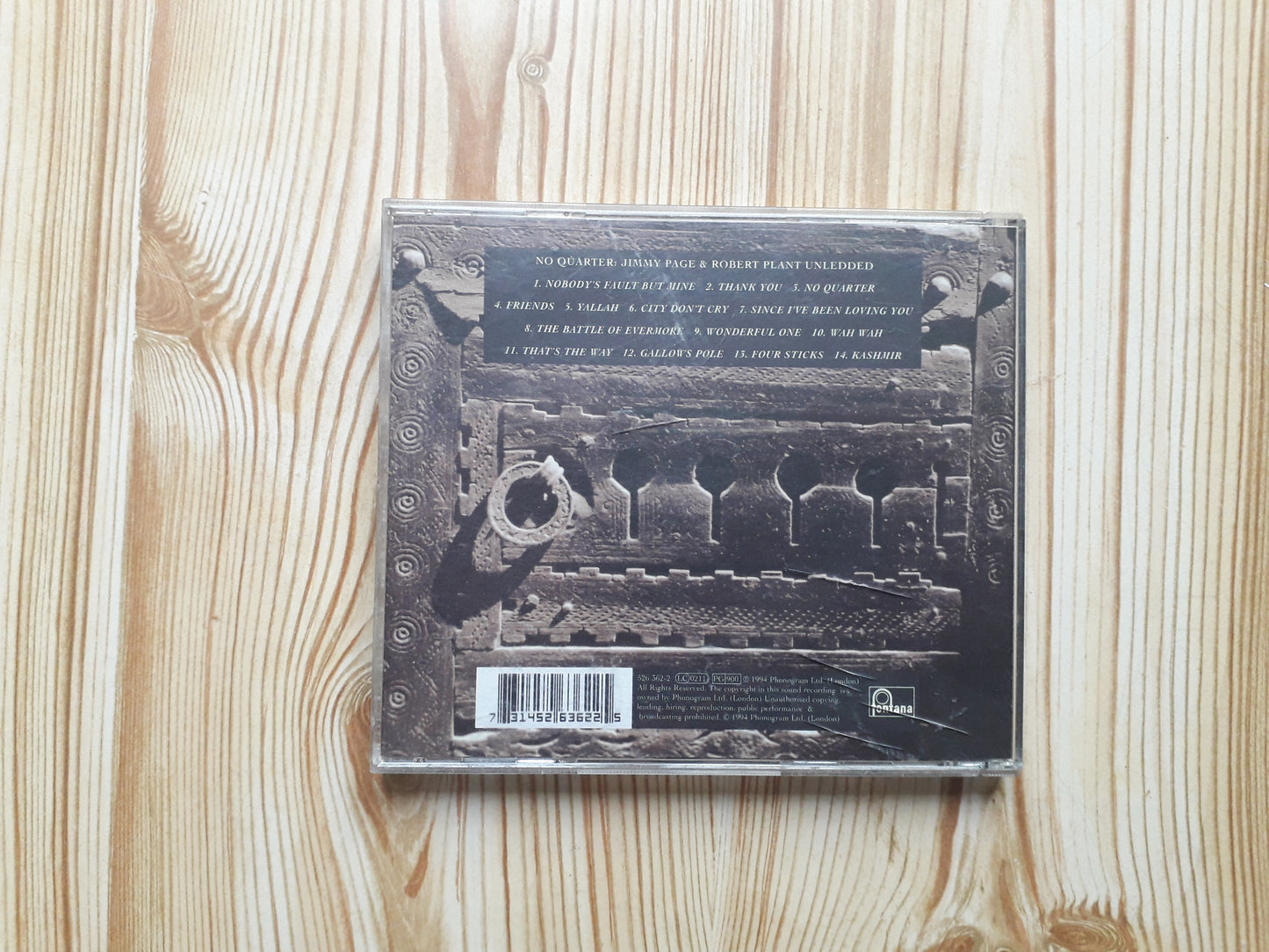 Jimmy Page & Robert Plan –No Quarter: Jimmy Page & Robert Plant Unledded CD (526 362-2)