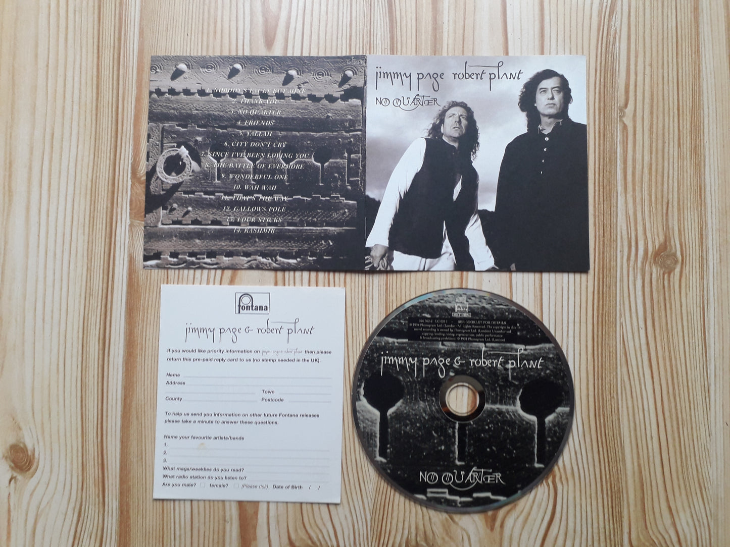 Jimmy Page & Robert Plan –No Quarter: Jimmy Page & Robert Plant Unledded CD (526 362-2)