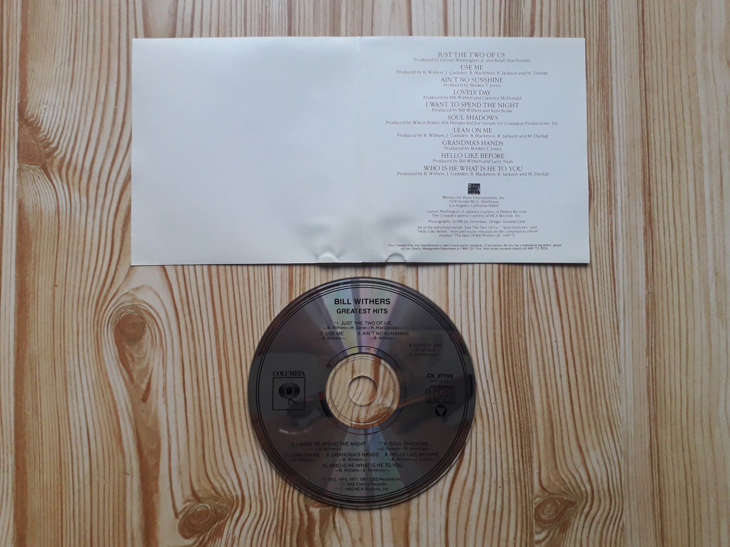 Bill Withers-Bill Withers' Greatest Hits CD (CK 37199)