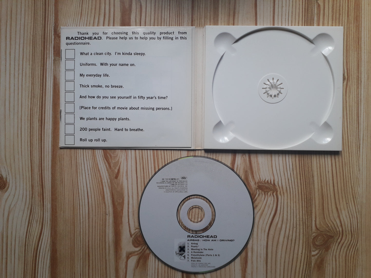 Radiohead–Airbag / How Am I Driving? CD (C2 7243 8 58701 2 5) Digipak