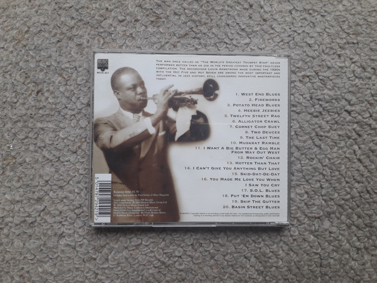 Louis Armstrong–West End Blues-The Very Best Of The Hot Fives & Hot Sevens CD (MCCD 421)